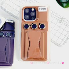 Case Ốp điện thoại iPhone Silicone chống bẩn Da Chống dựng kèm cường lực camera iPhone 13/14/15/Pro/Promax