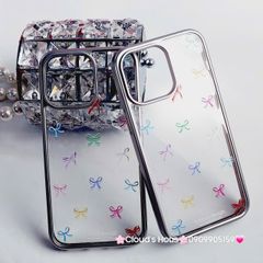 Case Ốp điện thoại iPhone Trong Nơ Nhiều màu viền bạc iPhone 12/13/14/15/Pro/Promax