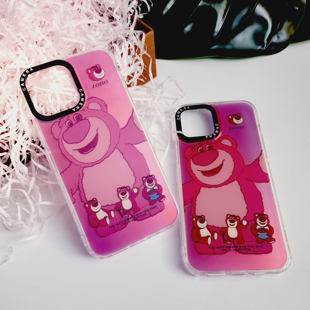 Case Ốp điện thoại iPhone Gấu dâu Lotso hologram iPhone 11/12/13/14/Pro/Promax
