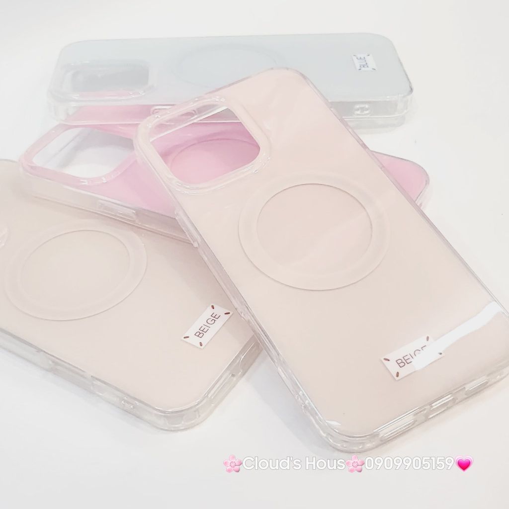 Case Ốp điện thoại iPhone Trong Crytal Magsafe Màu Beige Pastel Case iPhone 12/13/14/15/16/Pro/Promax
