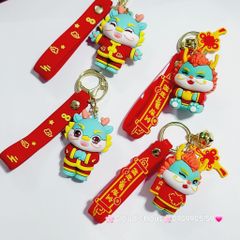 Móc Khóa Rồng Xanh Áo Đỏ Chúc TẾT (2 dây)