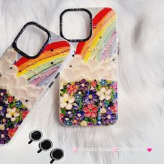 Case Ốp điện thoại iPhone Vườn hoa Cầu vồng Hologram Smile Kèm bảo vệ camera iPhone 11/12/13/14/15/Pro/Plus/Promax