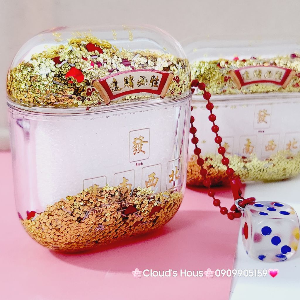 Cover Case Vỏ bảo vệ Airpod Vàng Bling Bling Charm Xúc xắc Airpod 1/2/3/Pro/Pro2 - TẾT