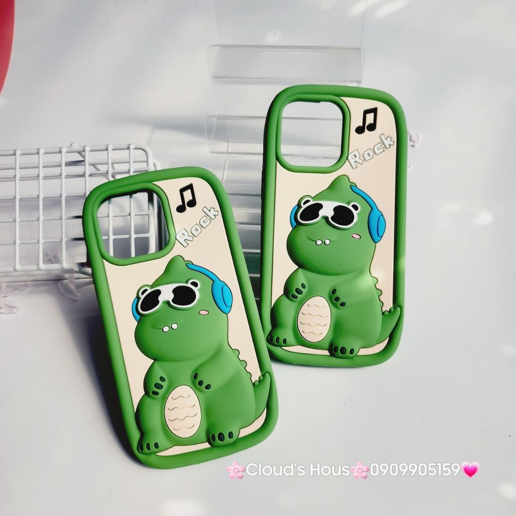 Case Ốp điện thoại iPhone Su dẻo Khủng Long Rock Kèm Dây đeo điện thoại iPhone 11/12/13/14/Pro/Promax