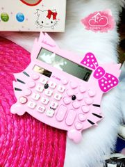 Máy Tính Hello Kitty Màu Hồng Sen Nơ Chấm Bi Ria Mèo Có Chân KT-8800