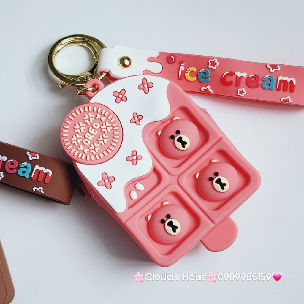 Bóp móc khoá Silicone Que Kem Pop It