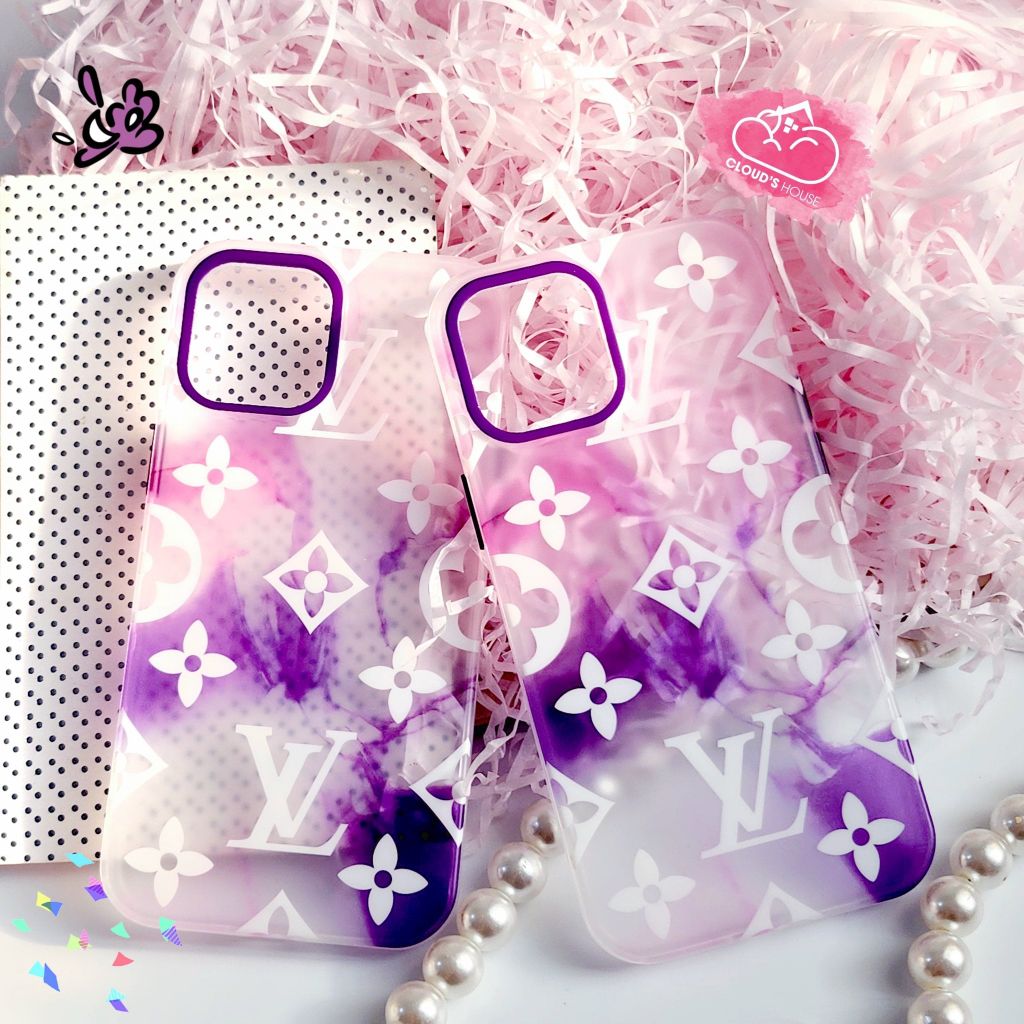 CASE IPHONE NHÁM HOLOGRAM màu tím LV Sang Chảnh