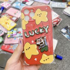 Case Ốp điện thoại iPhone Bò sữa Nhám da thêu nổi May mắn
