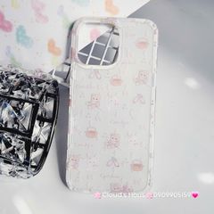 Case Ốp điện thoại iPhone Gấu Thỏ Cute Bear Sticker Dễ Thương Nền Trắng iPhone 11/12/13/14/15/Pro/Promax