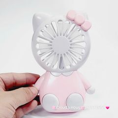 Mini Fan - Quạt Cầm Tay - Để Bàn Hello Kitty Trắng Hồng
