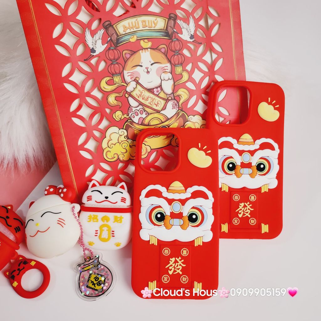 Case Ốp điện thoại iPhone Su dẻo Lân Đỏ TẾT Lì Xì iPhone 11/12/13/14/15/Pro/Promax