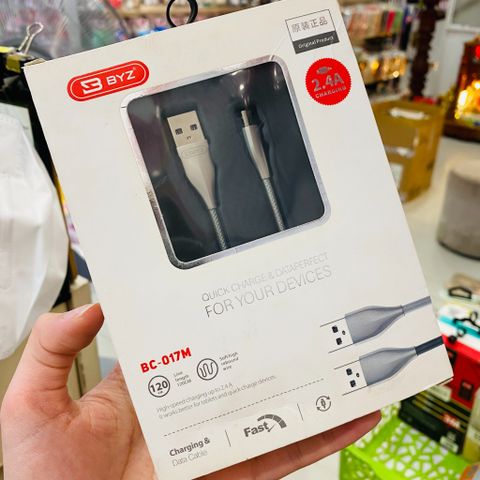 CÁP SẠC BYZ Chính Hãng BC-017M 2.4A Dây Dù Dài 120CM