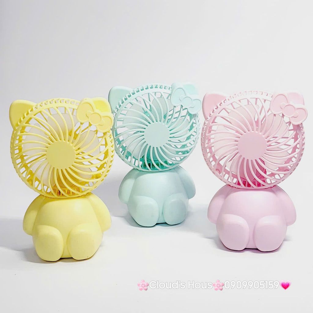 Mini Fan - Quạt Cầm Tay - Để Bàn Hello Kitty Ngồi (nhiều màu)
