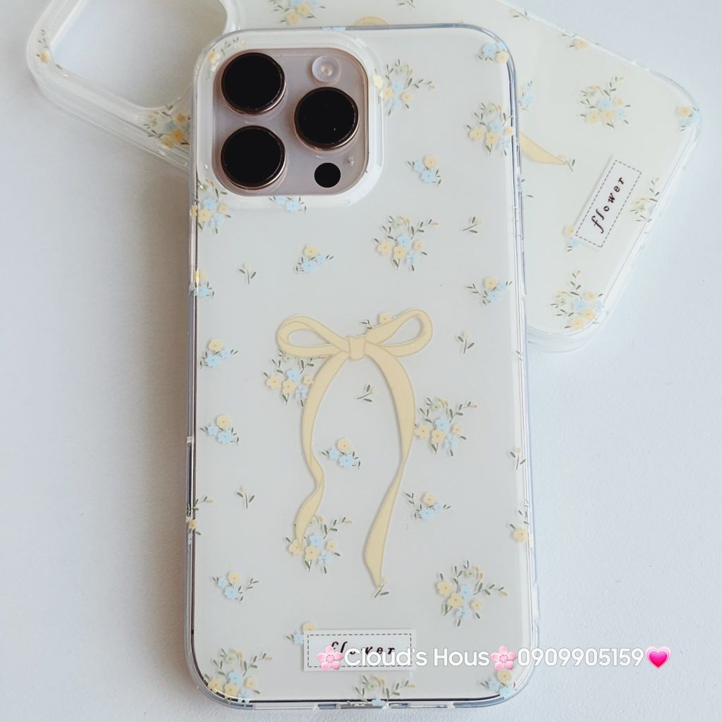 Case Ốp điện thoại iPhone Nơ Vàng Hoa nhí iPhone 12/13/14/15/16/Pro/Promax