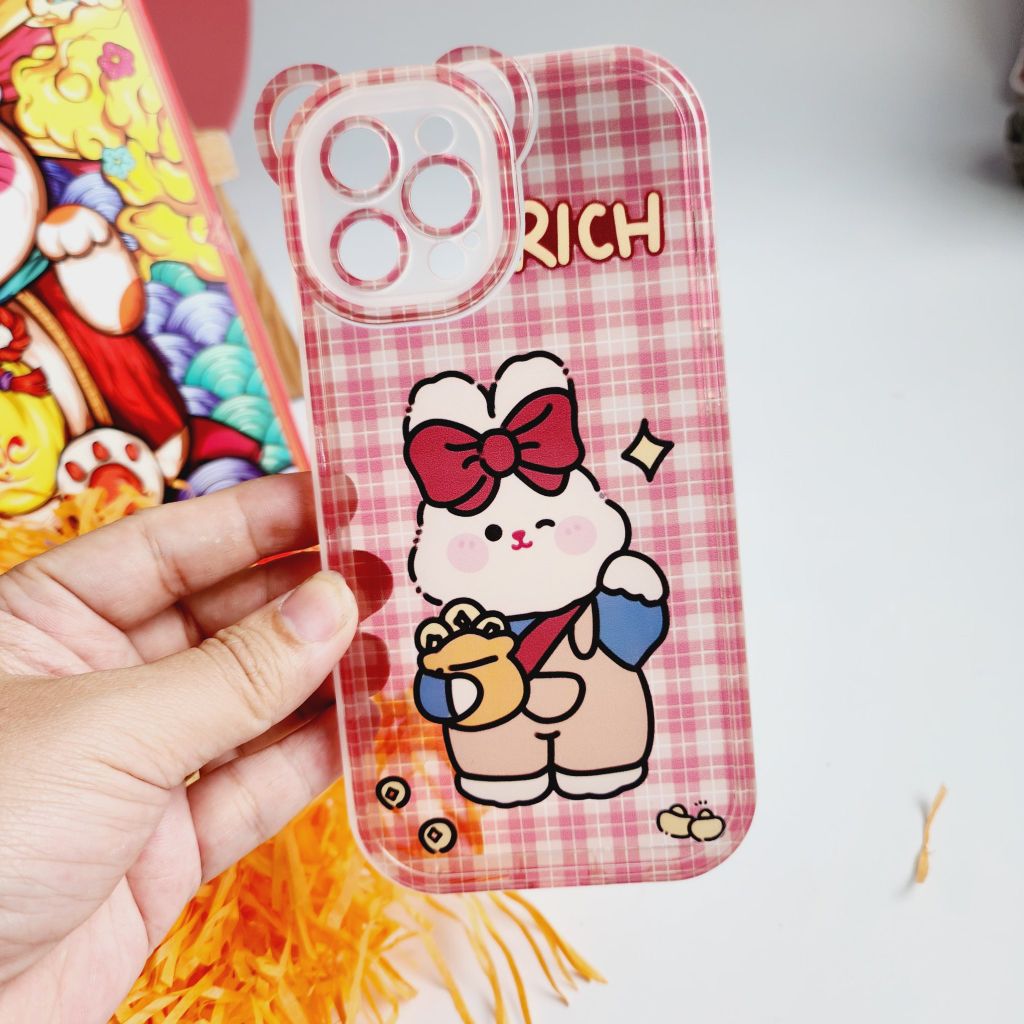 CASE iPhone TAI GẤU Trong Nhám Dẻo Chống Shock - Thỏ Rich