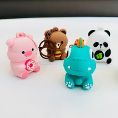 Móc Khóa Động Vật Con Thú Bóp Mắt Lồi Dễ Thương