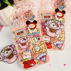Case Ốp điện thoại iPhone Mèo May Mắn Thần Tài Túi Tiền Kèm Popsocket dán iPhone 11/12/13/14/15/Pro/Promax