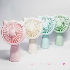 Mini Fan - Quạt Cầm Tay - Để Bàn Tai Mèo Màu Trơn Nhiều Màu
