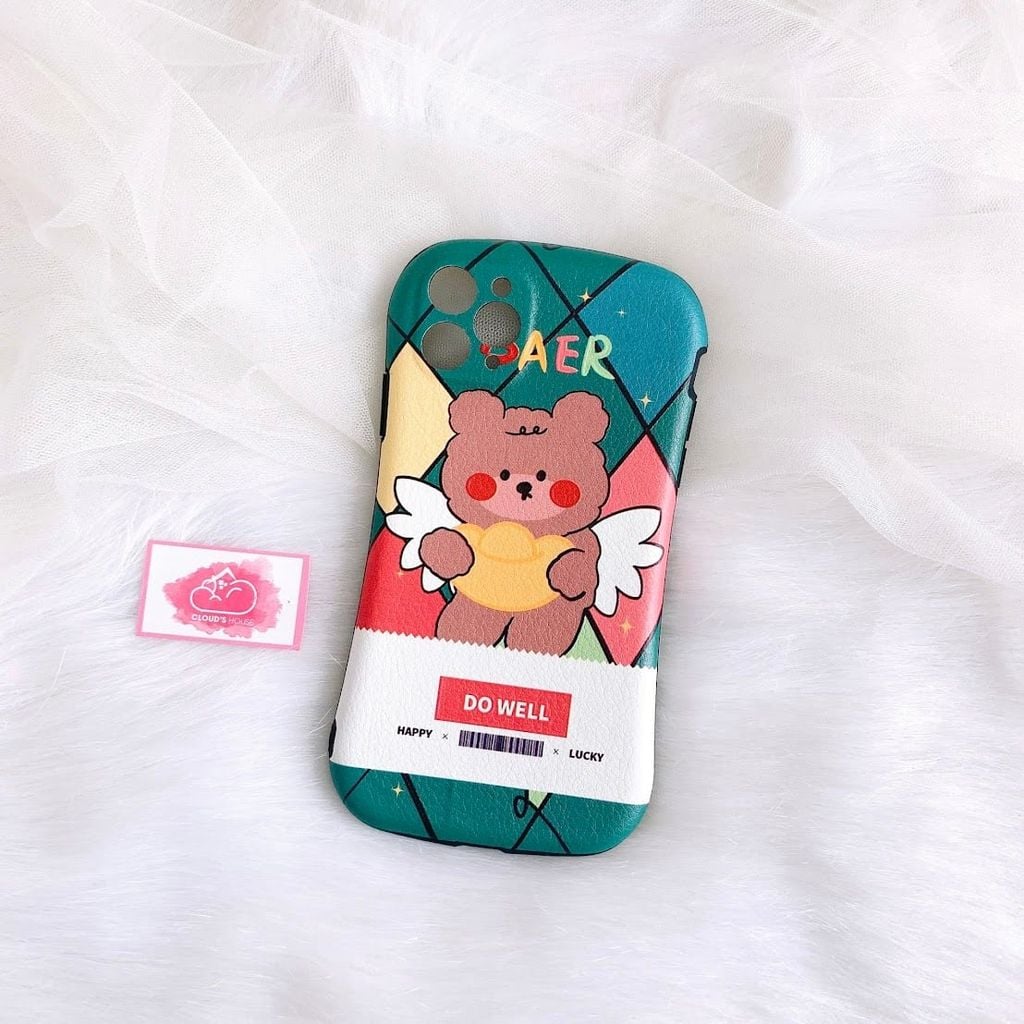 CASE IPHONE Gấu Xanh lá Đáng Yêu Nhám Da Dẻo Phôi Bầu Chống Shock