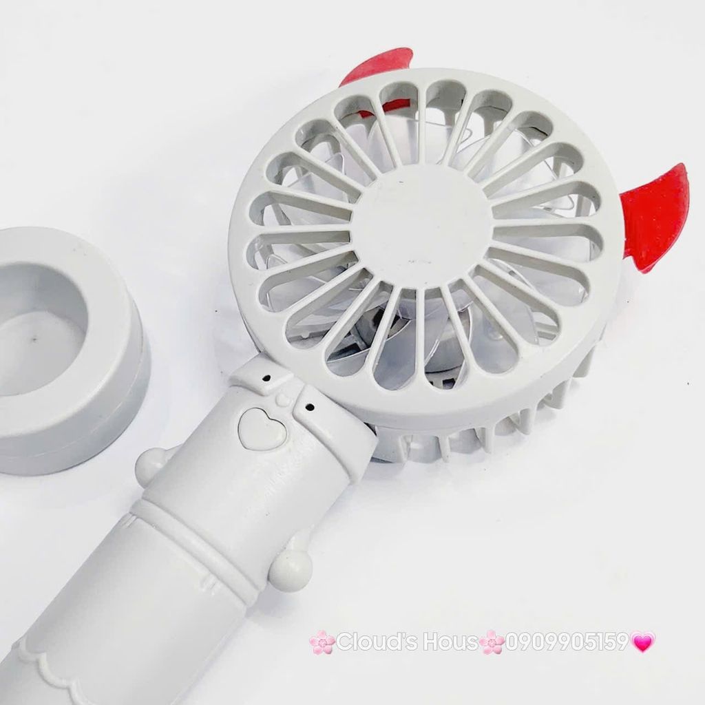 Mini Fan - Quạt Cầm Tay - Để Bàn Có Sừng Đỏ