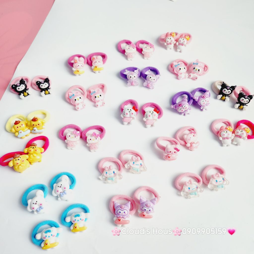 Cột tóc Charm to Kuromi Cinnamoroll Melody Flan (cặp)