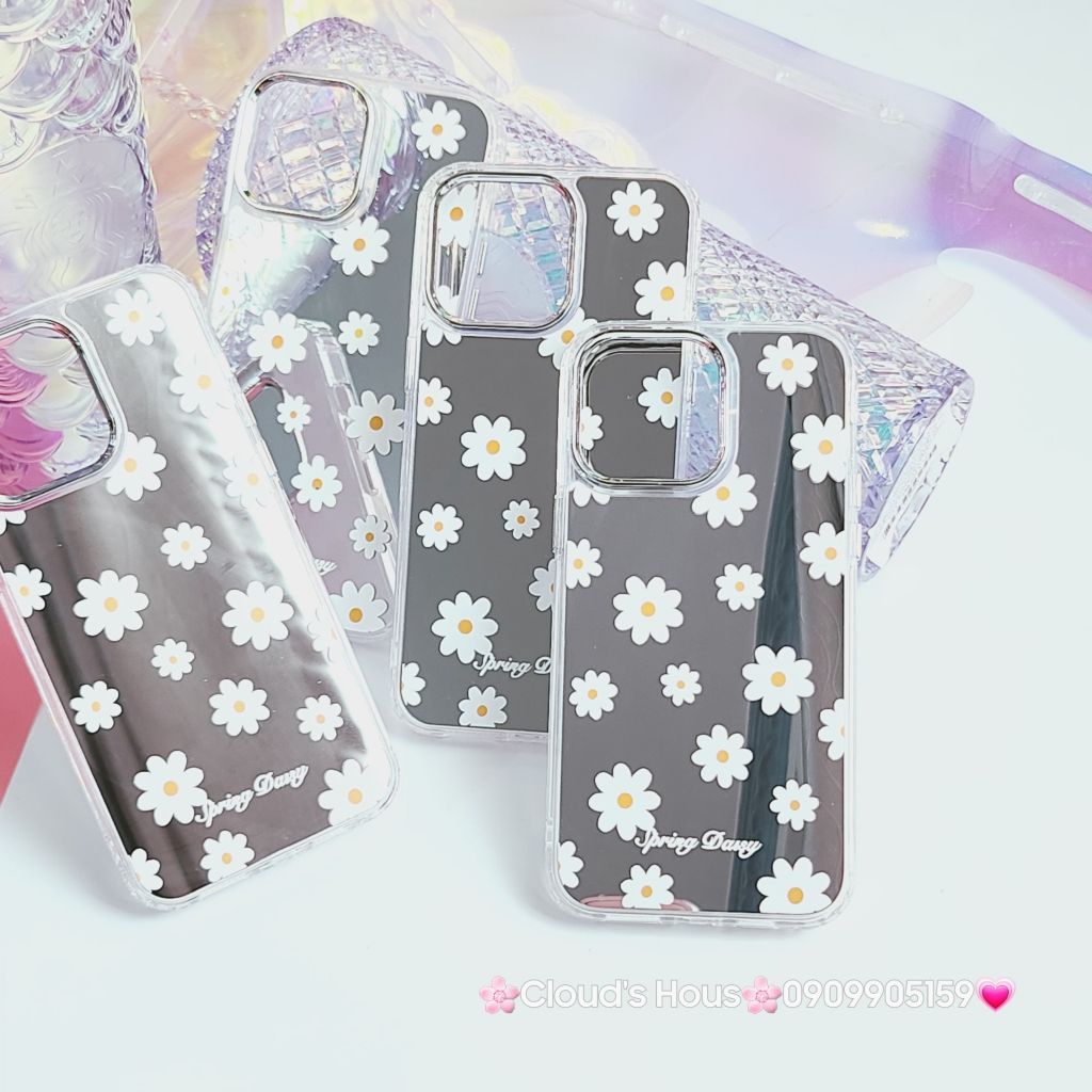 Case Ốp điện thoại iPhone Cúc họa mi Spring Daisy Gương nút nổi iPhone 11/12/13/14/Pro/Promax