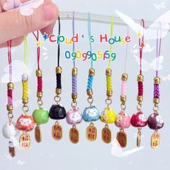 Móc Điện Thoại Móc Túi Phụ Kiện Đẹp Mèo Thần Tài Mini chất liệu sứ