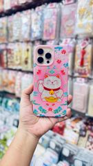 Case Ốp điện thoại iPhone MÈO MAY MẮN ẩn kim tuyến Hồng iPhone 11/12/13/14/15/16/Pro/Promax TẾT