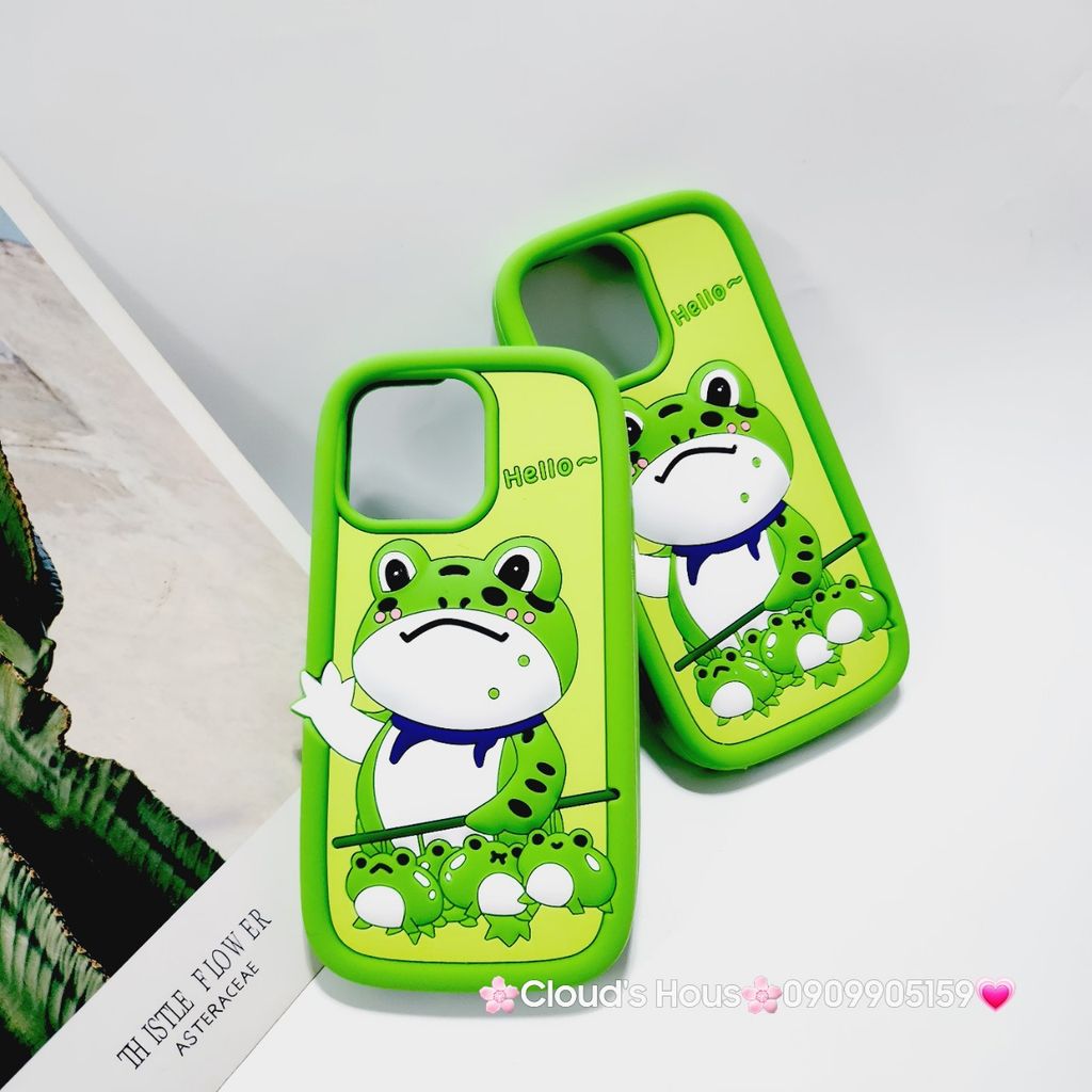 Case Ốp điện thoại iPhone Ếch xanh cầm gậy Hello Su dẻo iPhone 11/12/13/14/15/Plus/Pro/Promax