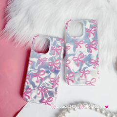 Case Ốp điện thoại iPhone Nơ Hồng Ánh Bạc iPhone 11/12/13/14/15/Pro/Promax