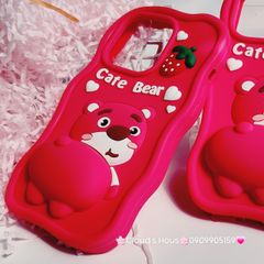 Case Ốp điện thoại iPhone Gấu dâu Lotso khoe mông Cafe Bear Su dẻo Chống Shock iPhone 11/12/13/14/Pro/Promax