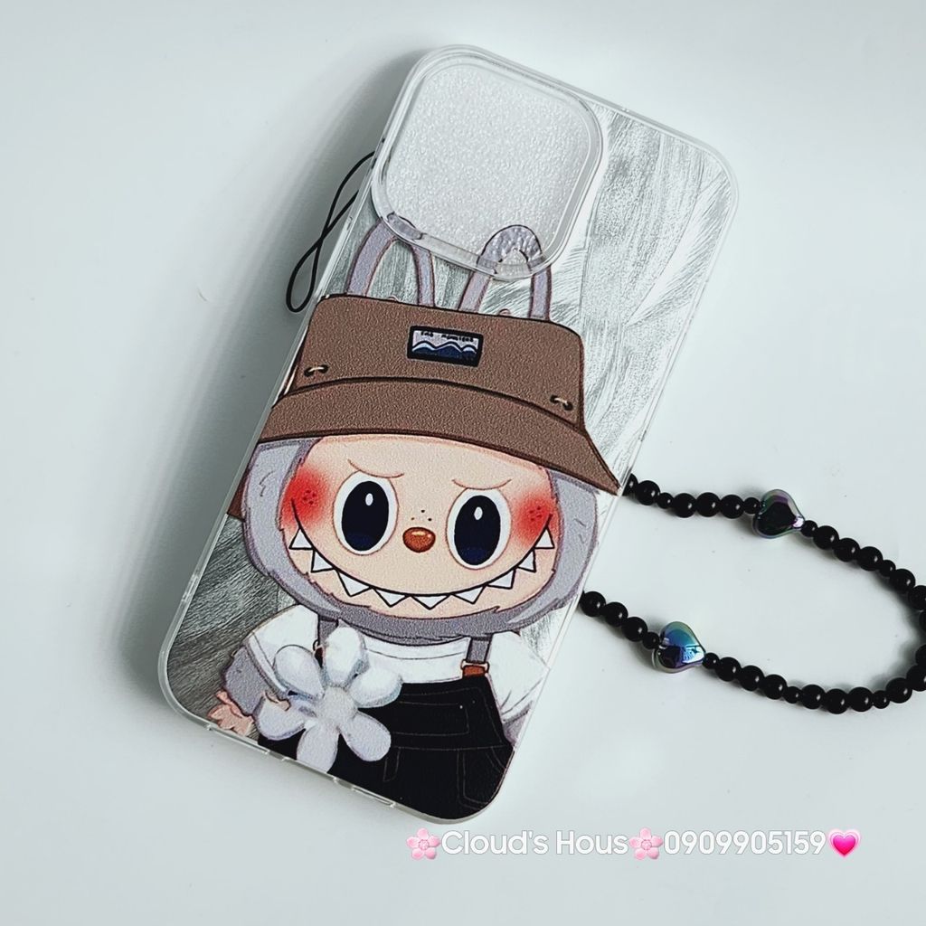 Case Ốp điện thoại iPhone Labubu Hoa Cúc Ánh Lông Vũ Bạc Hologram iPhone 7+/8+/X/XSM/11/12/13/14/15/Plus/Pro/Promax