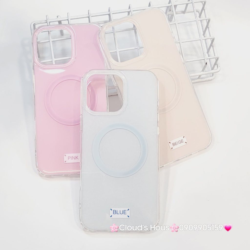 Case Ốp điện thoại iPhone Trong Crytal Magsafe Xanh Mint Pastel Case iPhone 12/13/14/15/16/Pro/Promax