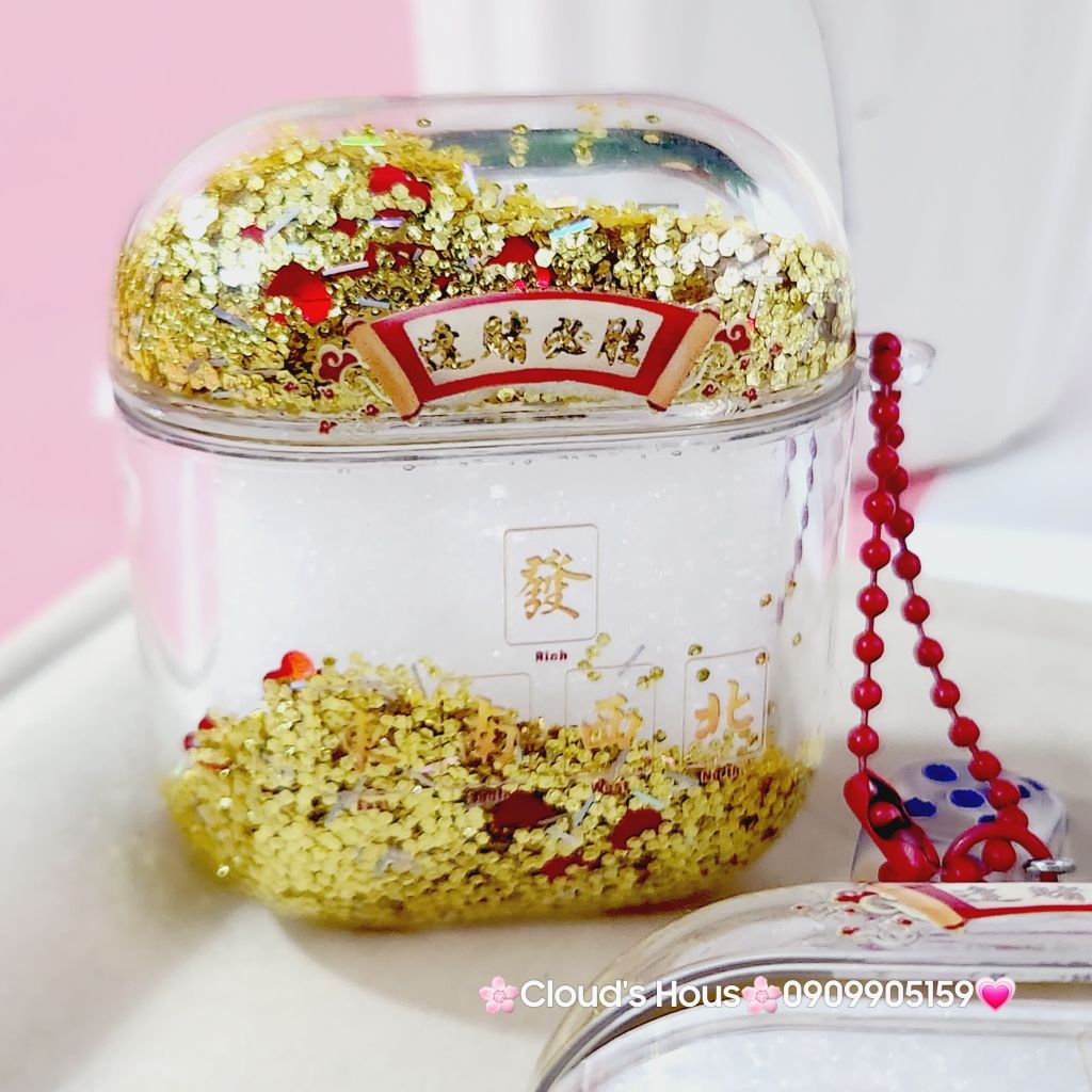 Cover Case Vỏ bảo vệ Airpod Vàng Bling Bling Charm Xúc xắc Airpod 1/2/3/Pro/Pro2 - TẾT