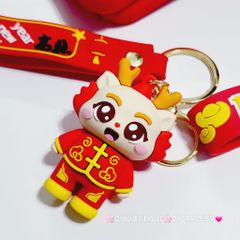 Móc Khóa Rồng Vàng Áo Đỏ Chúc TẾT Happy New Year