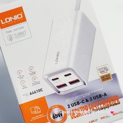 Ổ CẮM Thông minh sạc nhanh LDNIO A4610C - 02 cổng Type A + 02 cổng Type C - PD 65W ( Cóc sạc)