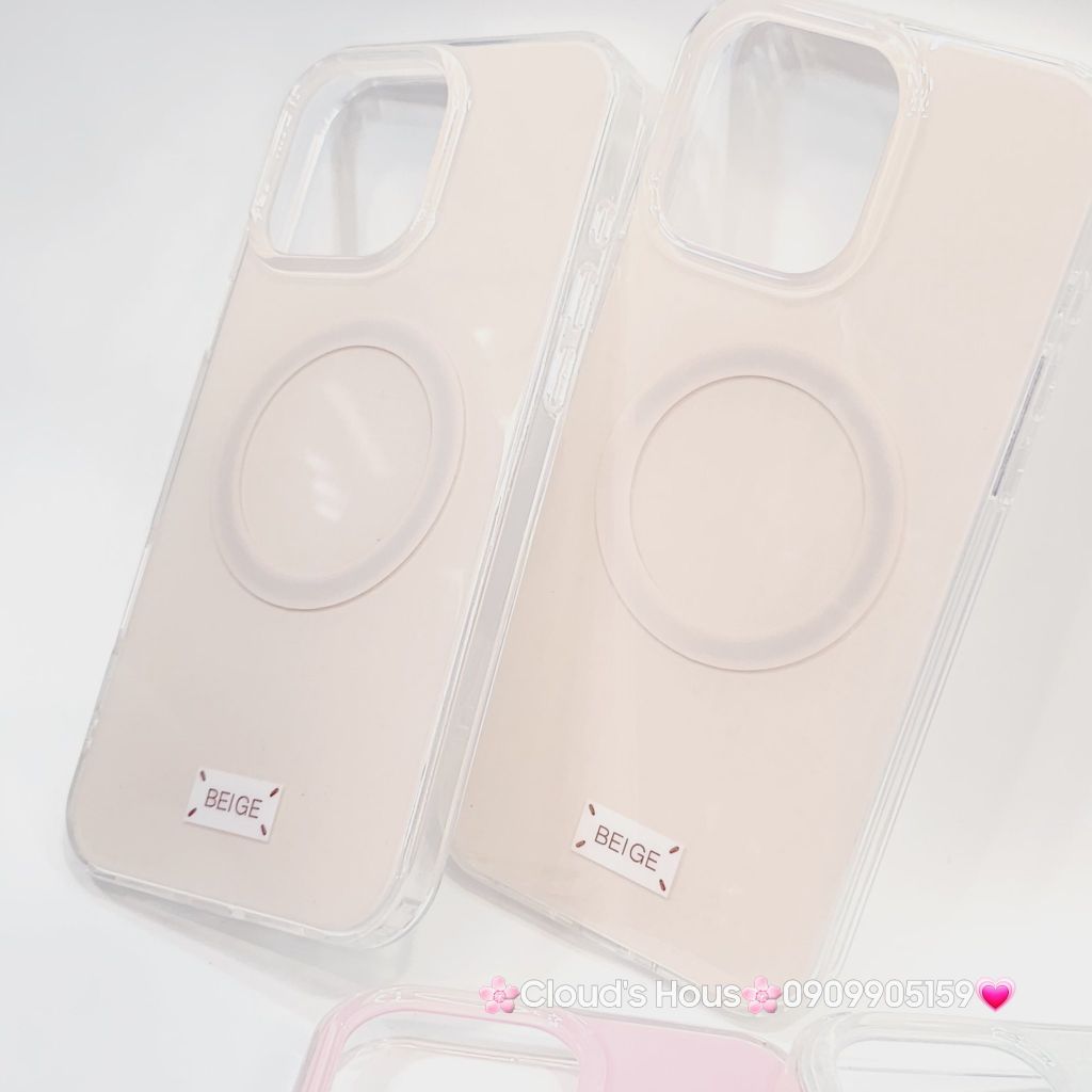Case Ốp điện thoại iPhone Trong Crytal Magsafe Màu Beige Pastel Case iPhone 12/13/14/15/16/Pro/Promax