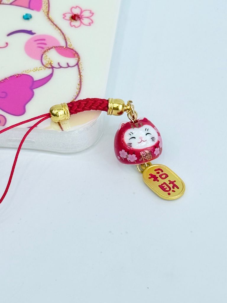 Móc Điện Thoại Móc Túi Phụ Kiện Đẹp Mèo Thần Tài Mini chất liệu sứ