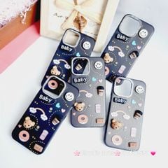 Case Ốp điện thoại iPhone Nền Đen Nhám Icon Nổi Viền Cam Titan iPhone 11/12/13/14/15/Pro/Promax