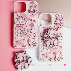 Case Ốp điện thoại iPhone Mèo Hồng May Mắn Kèm Popsocket Magsafe Nam Châm iPhone 11/12/13/14/15/Pro/Promax