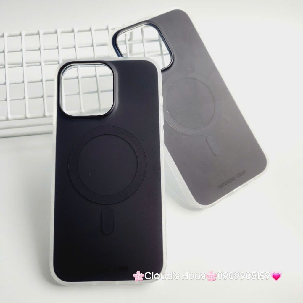 Case Ốp điện thoại iPhone Trong Nhám Magsafe Đen Zoozoo Case iPhone 12/13/14/15/Pro/Promax