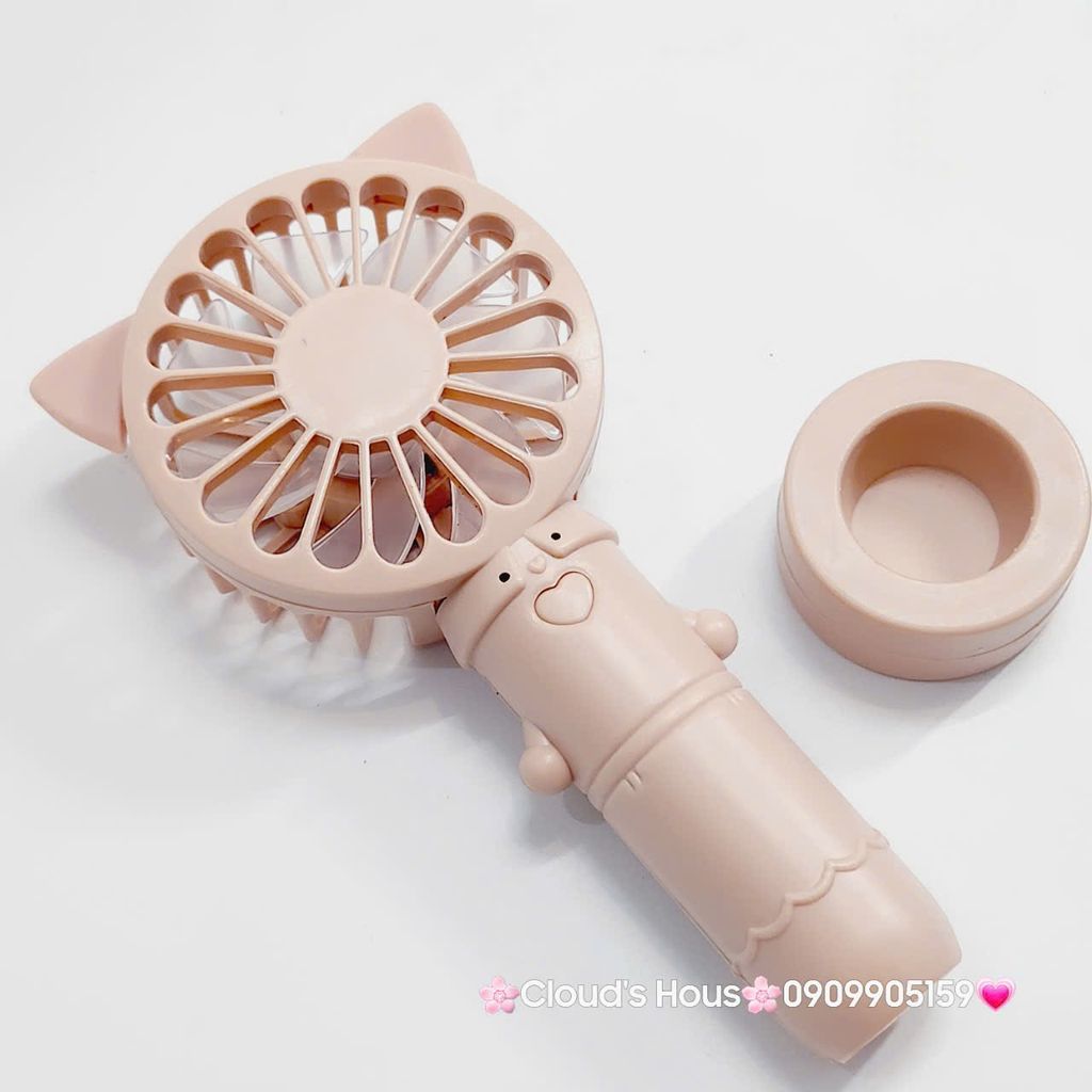 Mini Fan - Quạt Cầm Tay - Để Bàn Có Sừng Đỏ