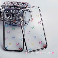 Case Ốp điện thoại iPhone Trong Nơ Nhiều màu viền bạc iPhone 12/13/14/15/Pro/Promax