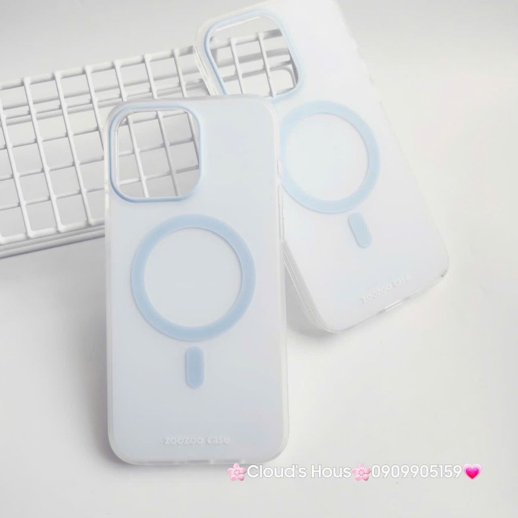 Case Ốp điện thoại iPhone Trong Nhám Magsafe Xanh dương Pastel Zoozoo Case iPhone 12/13/14/15/Pro/Promax