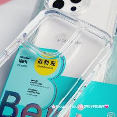 Case Ốp điện thoại Iphone Trong suốt Berlia lưng cứng viền dẻo nút nổi iPhone 14/15/Pro/Promax