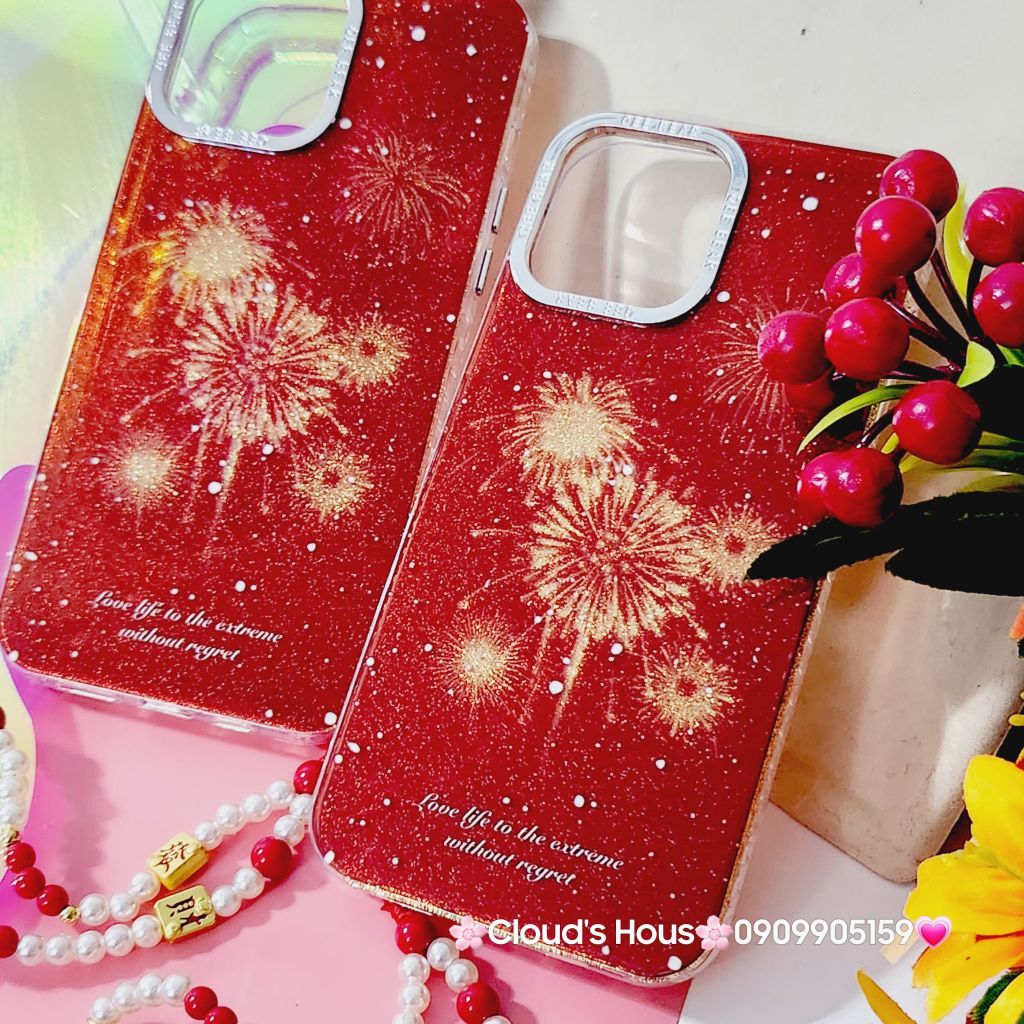 Case Ốp điện thoại iPhone Pháo Hoa Đỏ Bóng iPhone 11/12/13/14/15/Pro/Promax - TẾT