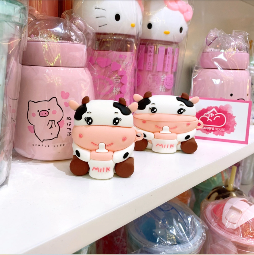 Cover Case Vỏ bảo vệ Airpod Su dẻo Bò sữa Bình sữa Milk Airpod 1/2/Pro/Pro2