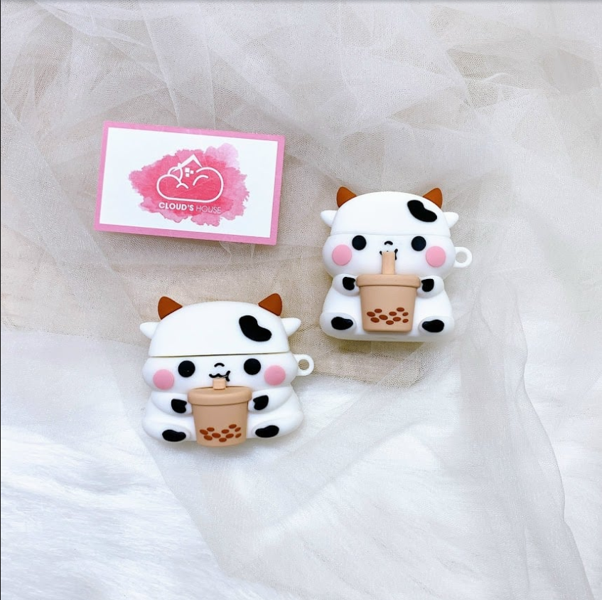 Cover Case Vỏ bảo vệ Airpod Su dẻo Bò sữa Trà sữa Airpod 1/2/Pro/Pro2