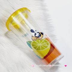 Ly Nước Thủy Tinh Trái Cây Kèm Ống Hút