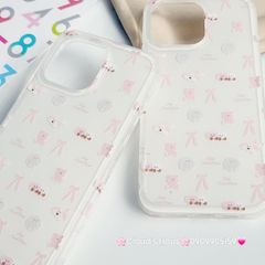 Case Ốp điện thoại iPhone Nơ Sticker Dễ Thương Nền Trắng iPhone 11/12/13/14/15/Pro/Promax